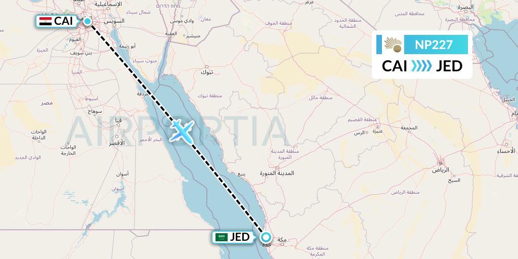 NP227 Nile Air Flight Map: Cairo to Jeddah