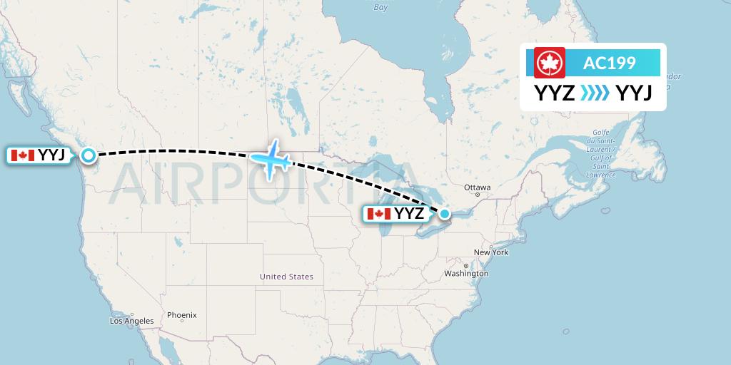 AC199 Air Canada Flight Map: Toronto to Victoria