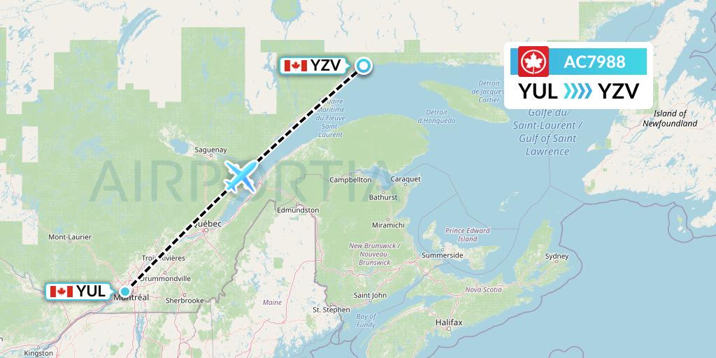 AC7988 Air Canada Flight Map: Montreal to Sept-Iles