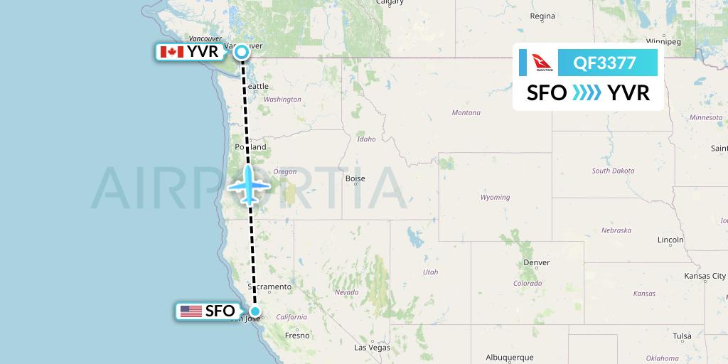 QF3377 Qantas Flight Map: San Francisco to Vancouver