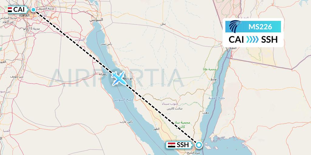 MS226 EgyptAir Flight Map: Cairo to Sharm el-Sheikh