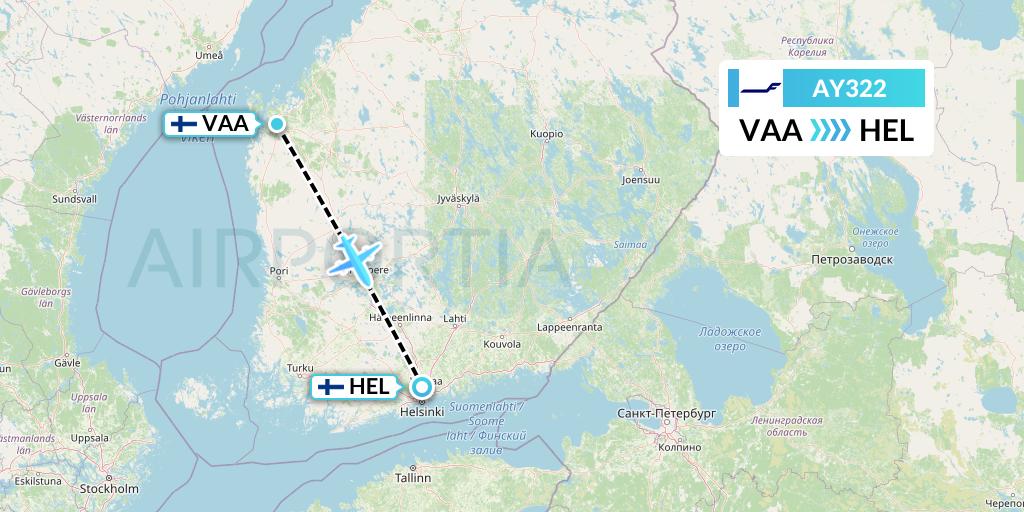 AY322 Finnair Flight Map: Vaasa to Helsinki