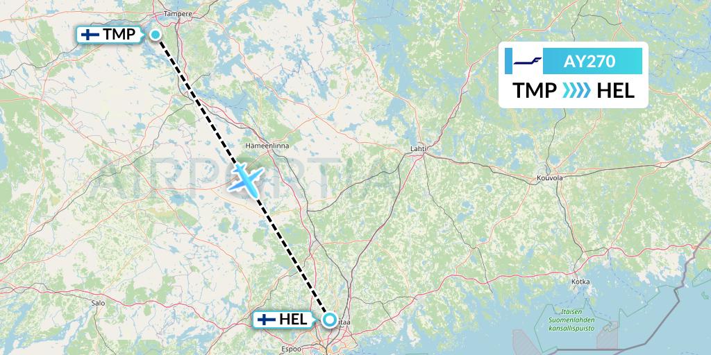 AY270 Finnair Flight Map: Tampere to Helsinki