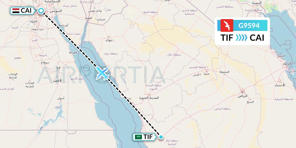 G9594 Air Arabia Flight Map: Taif to Cairo