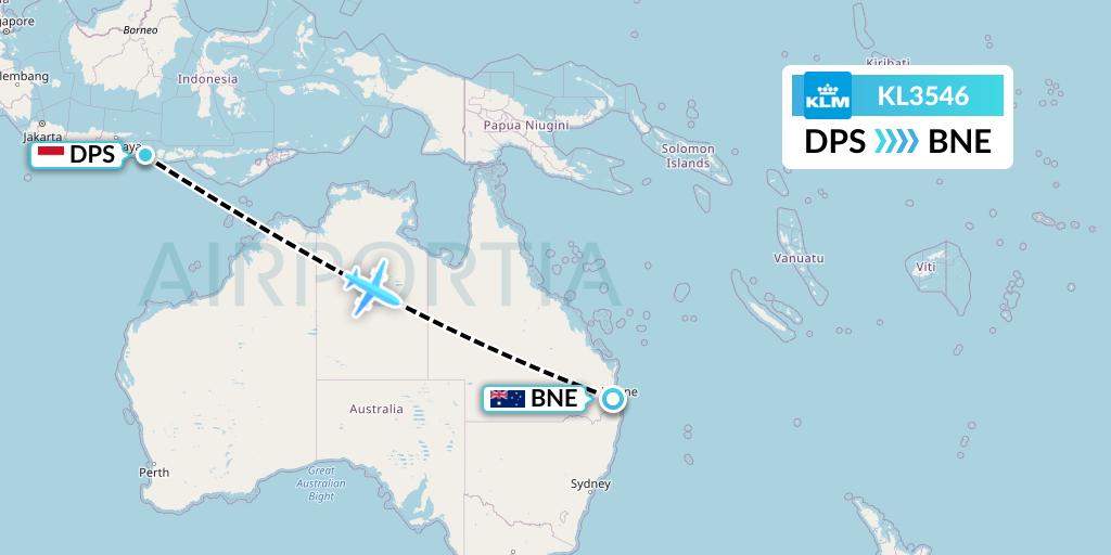 KL3546 KLM Flight Map: Denpasar to Brisbane