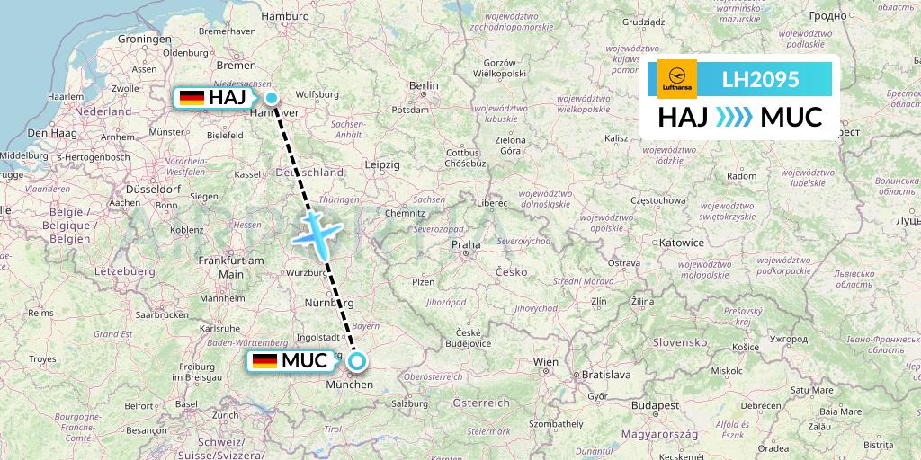 LH2095 Lufthansa Flight Map: Hannover to Munich