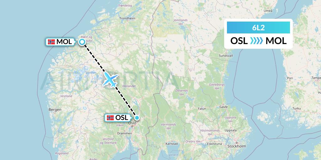 6L2 Aklak Air Flight Map: Oslo to Molde
