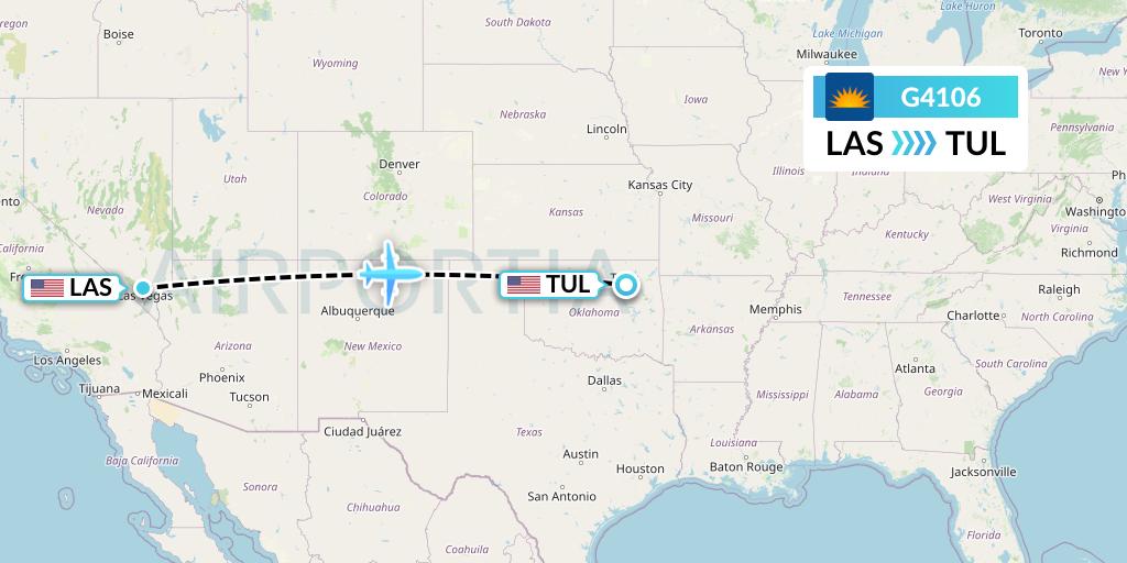 G4106 Allegiant Air Flight Map: Las Vegas to Tulsa