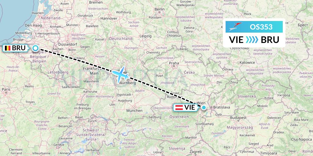 OS353 Austrian Airlines Flight Map: Vienna to Brussels
