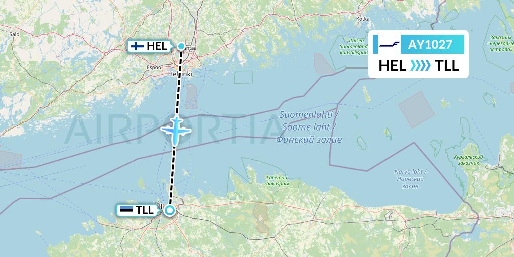 AY1027 Finnair Flight Map: Helsinki to Tallinn