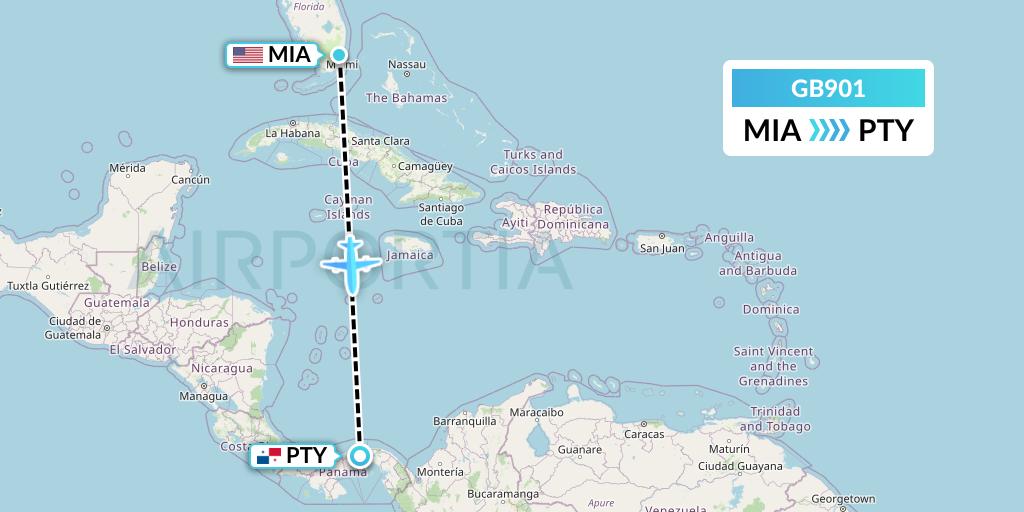 GB901 ABX Air Flight Map: Miami to Panama City