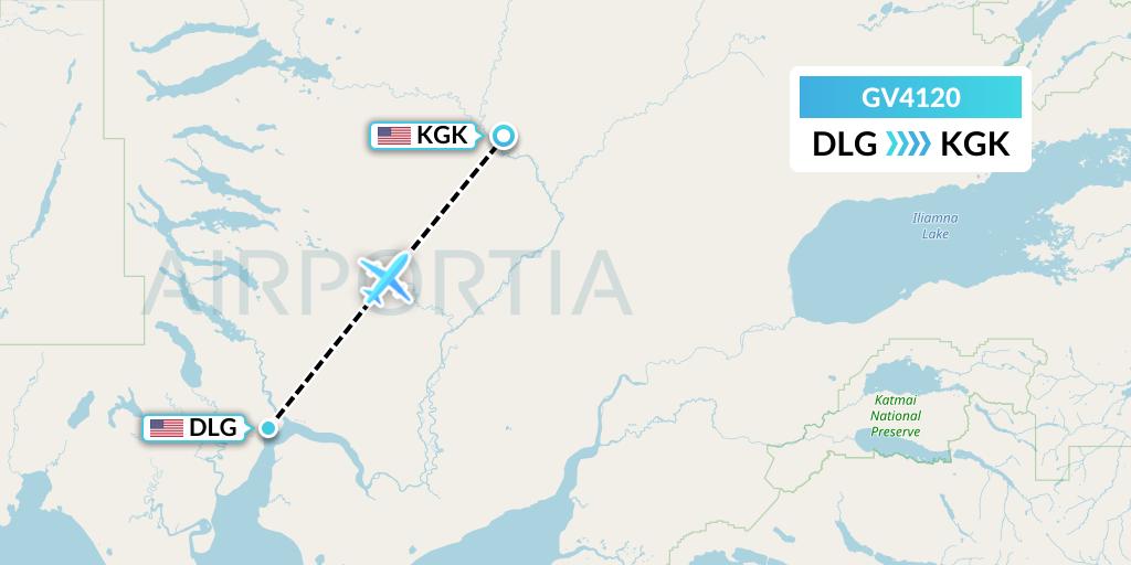 GV4120 Grant Aviation Flight Map: Dillingham to New Koliganek