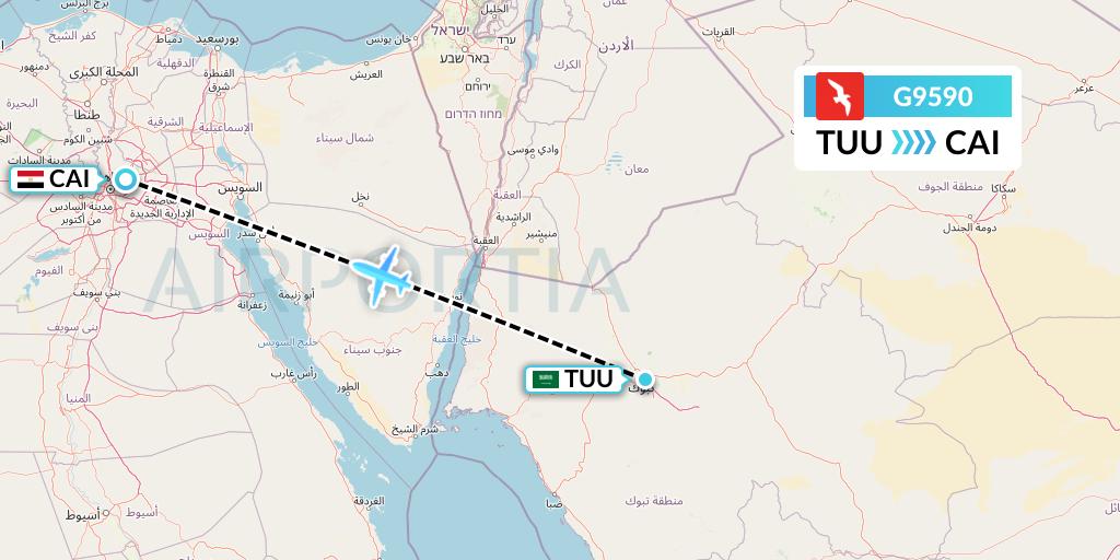G9590 Air Arabia Flight Map: Tabuk to Cairo