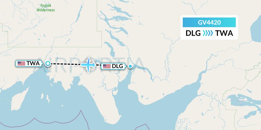 GV4420 Grant Aviation Flight Map: Dillingham to Twin Hills