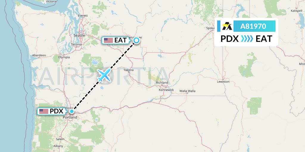 A81970 Aerolink Uganda Flight Map: Portland to Wenatchee