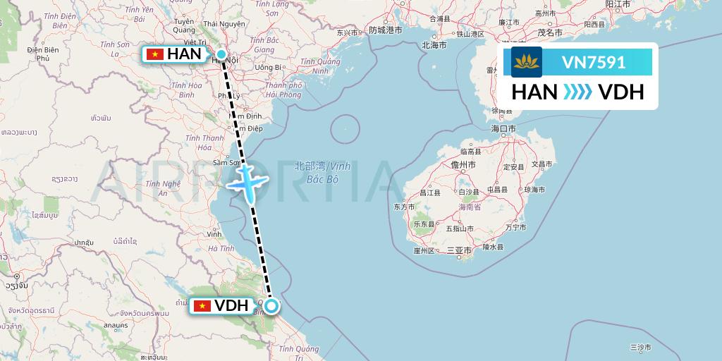 VN7591 Vietnam Airlines Flight Map: Hanoi to Dong Hoi