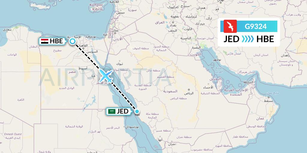 G9324 Air Arabia Flight Map: Jeddah to Alexandria