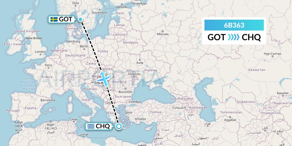 6B363 TUI fly Nordics Flight Map: Gothenburg to Chania
