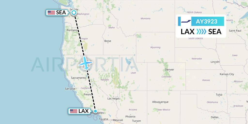 AY3923 Finnair Flight Map: Los Angeles to Seattle