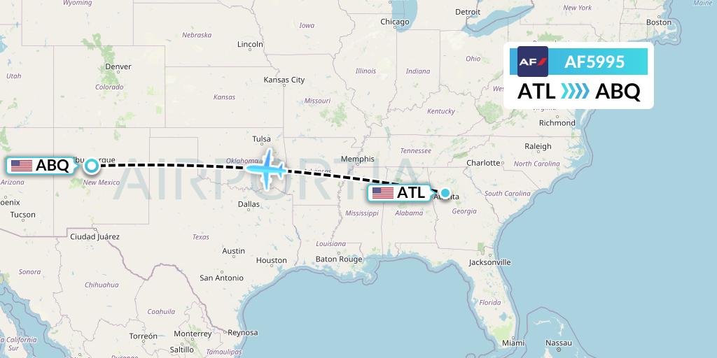 AF5995 Air France Flight Map: Atlanta to Albuquerque