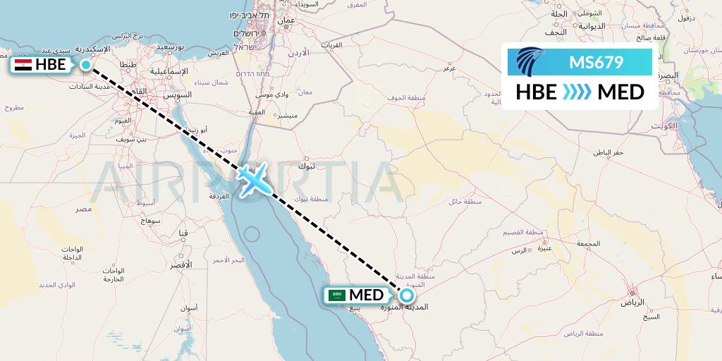 MS679 EgyptAir Flight Map: Alexandria to Medina