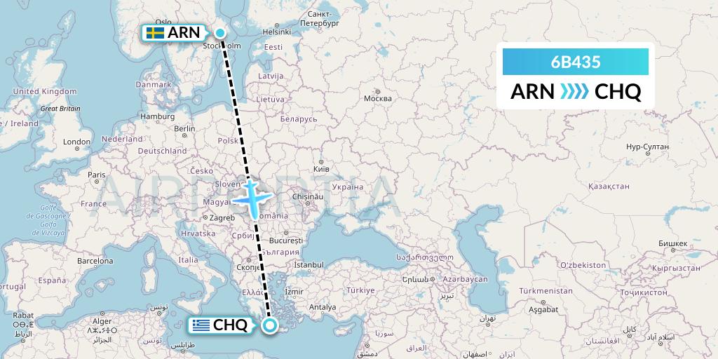 6B435 TUI fly Nordics Flight Map: Stockholm to Chania