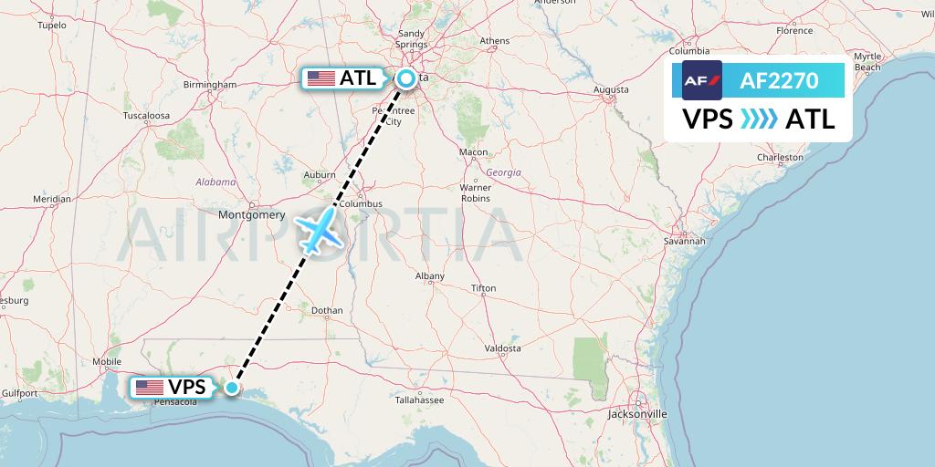 AF2270 Air France Flight Map: Valparaiso to Atlanta