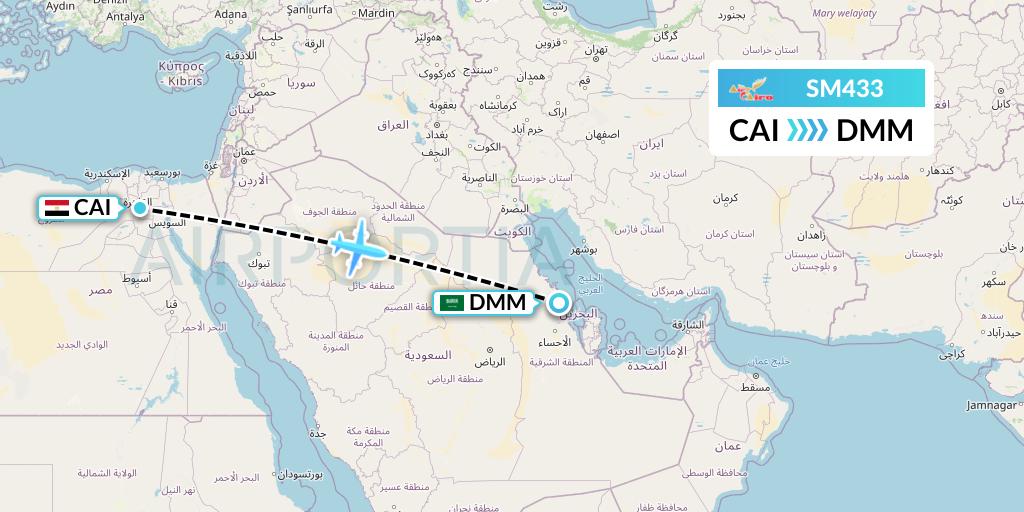 SM433 Air Cairo Flight Map: Cairo to Dammam