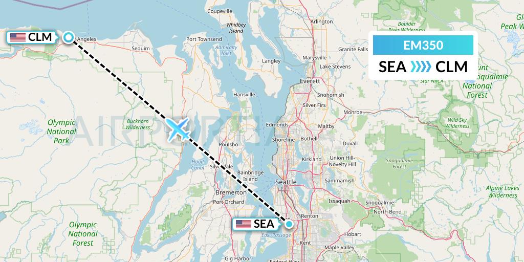 EM350 Empire Airlines Flight Map: Seattle to Port Angeles