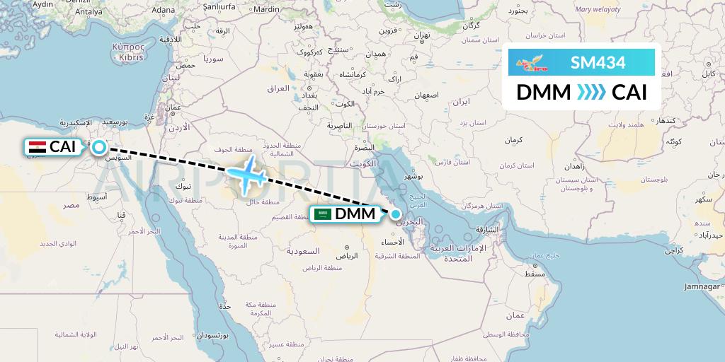 SM434 Air Cairo Flight Map: Dammam to Cairo
