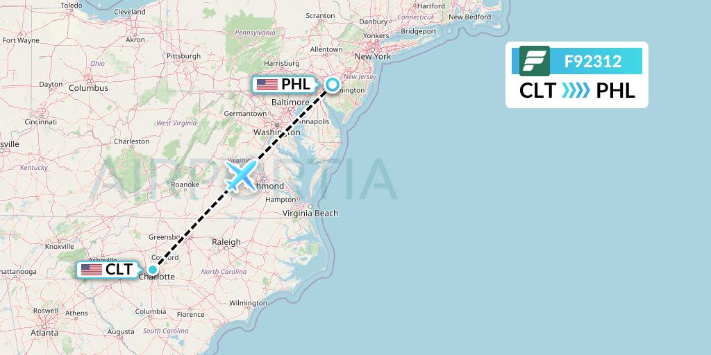 F92312 Flight Status Frontier Airlines Charlotte to Philadelphia (FFT2312)