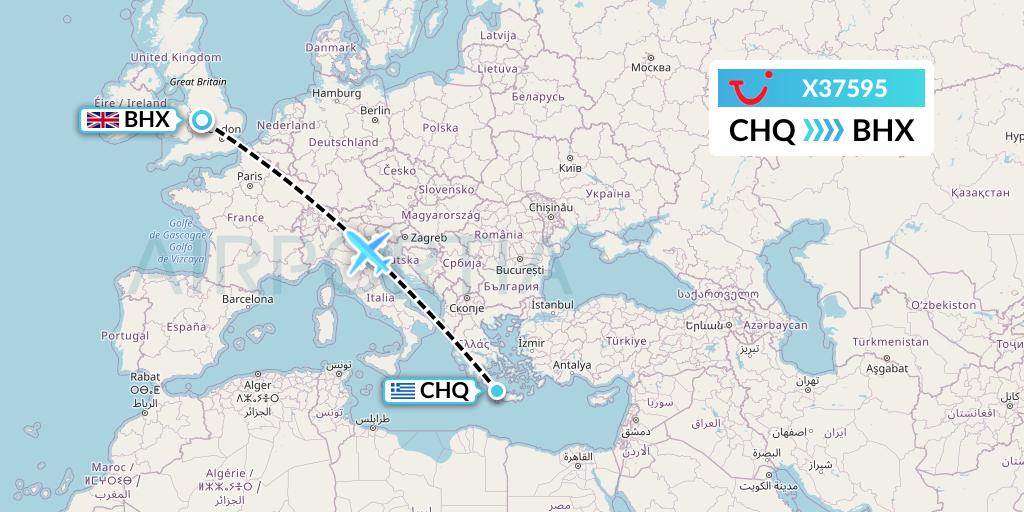 X37595 TUI fly Germany Flight Map: Chania to Birmingham