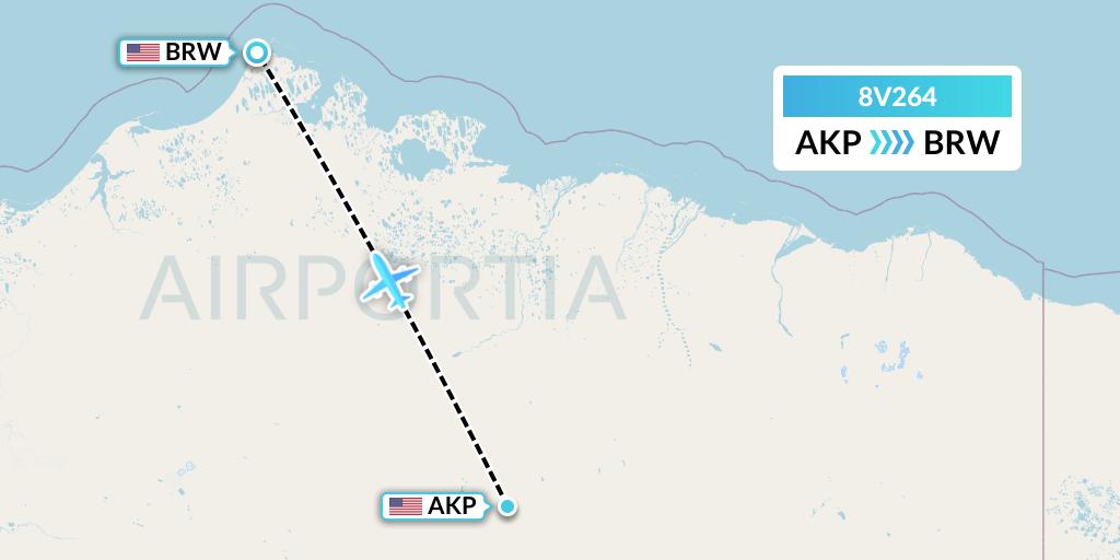 8V264 Wright Air Service Flight Map: Anaktuvuk Pass to Barrow