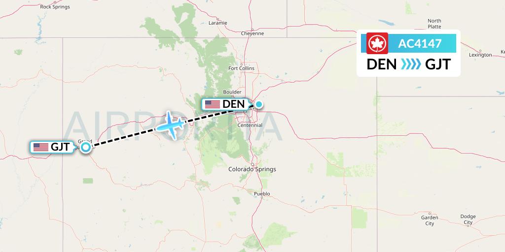 AC4147 Air Canada Flight Map: Denver to Grand Junction