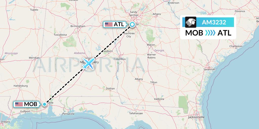 AM3232 Aeromexico Flight Map: Mobile to Atlanta