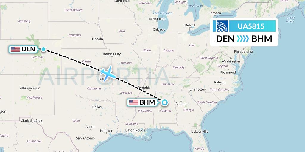 UA5815 United Airlines Flight Map: Denver to Birmingham