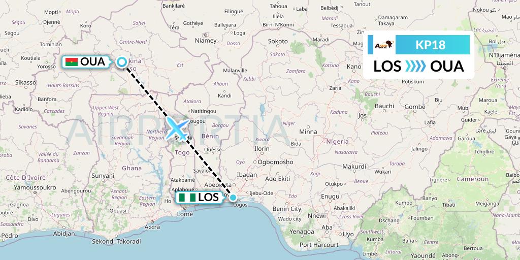 KP18 ASKY Flight Map: Lagos to Ouagadougou