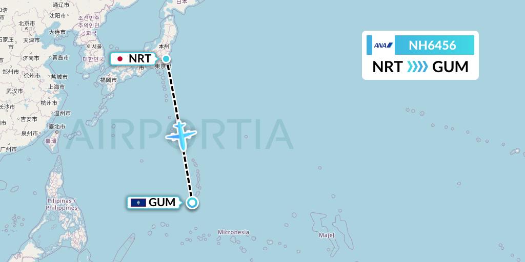 NH6456 All Nippon Airways Flight Map: Tokyo to Guam