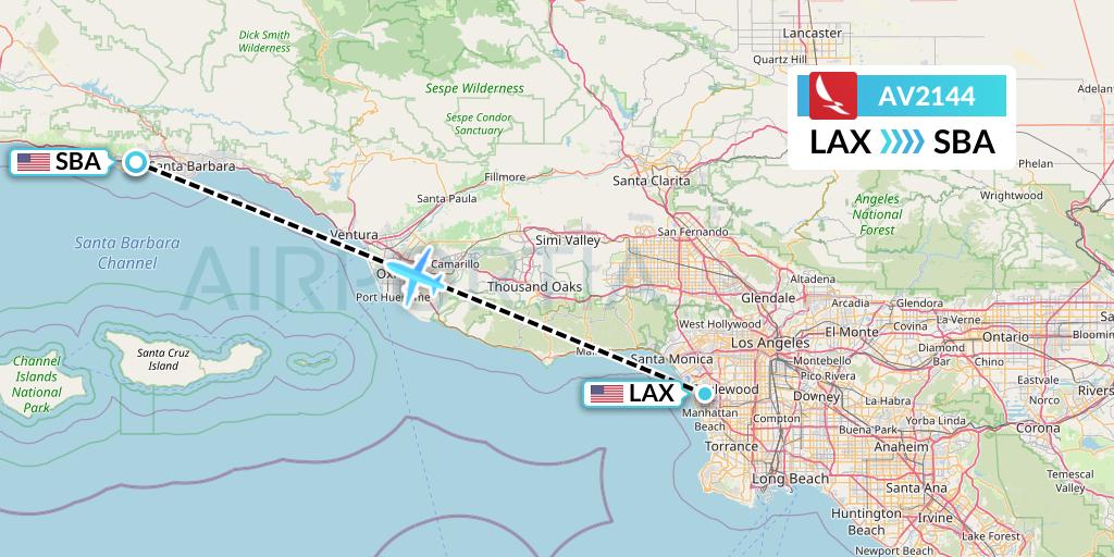AV2144 Avianca Flight Map: Los Angeles to Santa Barbara