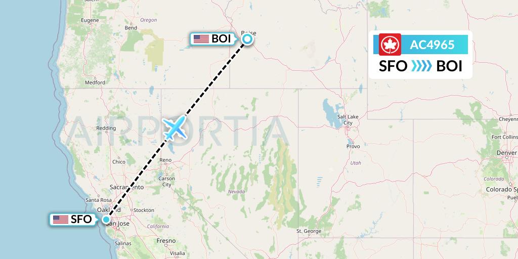 AC4965 Air Canada Flight Map: San Francisco to Boise