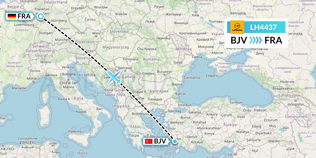 LH4437 Lufthansa Flight Map: Bodrum to Frankfurt