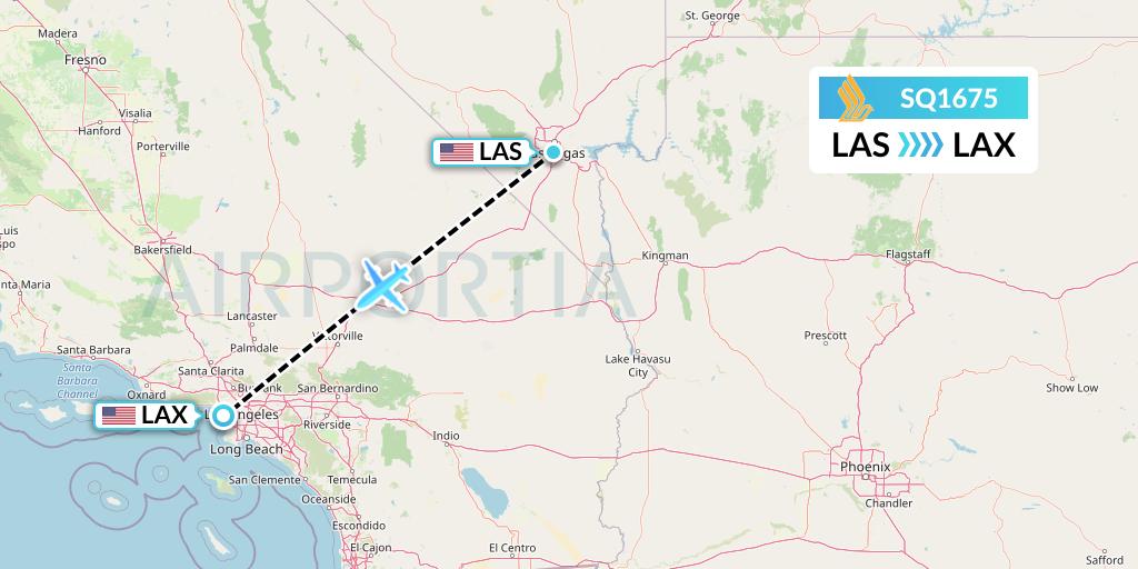 SQ1675 Singapore Airlines Flight Map: Las Vegas to Los Angeles