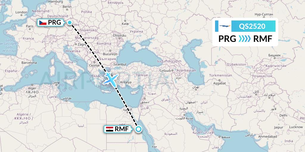 QS2520 Smartwings Flight Map: Prague to Marsa Alam