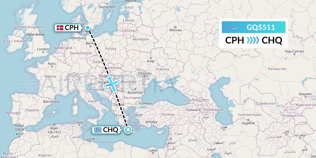 GQ5511 Sky Express (Greece) Flight Map: Copenhagen to Chania