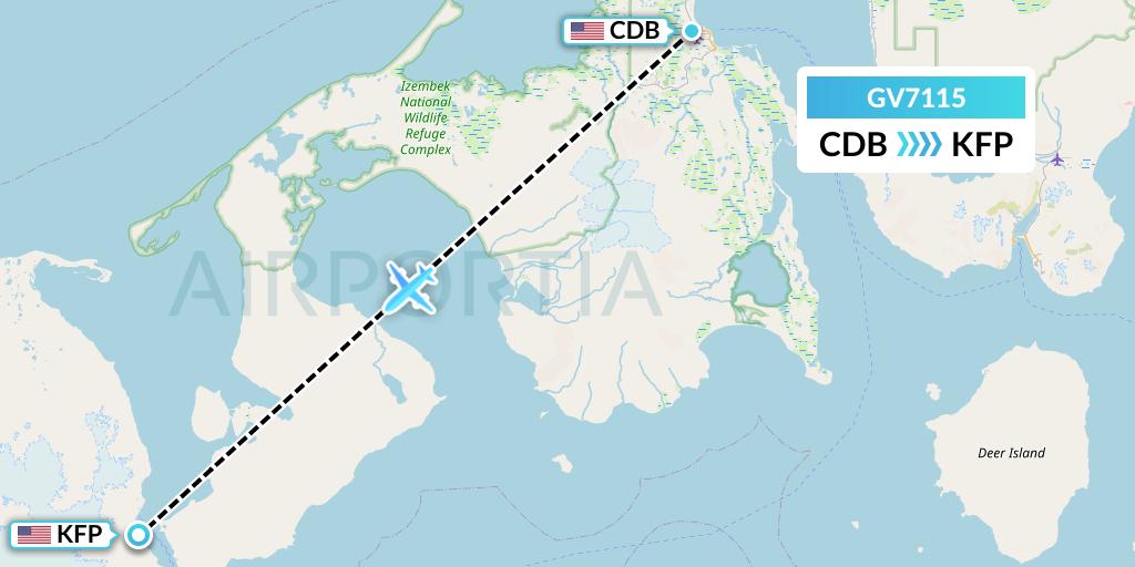 GV7115 Grant Aviation Flight Map: Cold Bay to False Pass