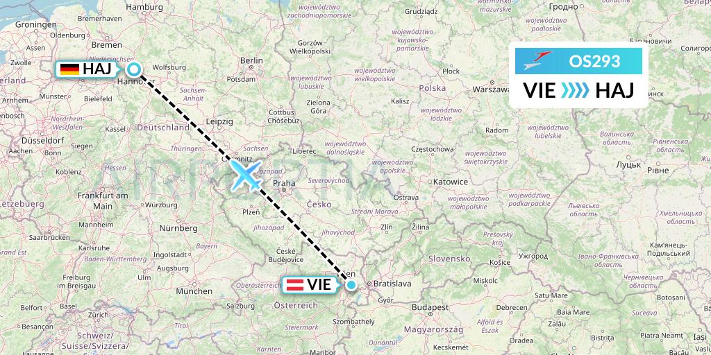 OS293 Austrian Airlines Flight Map: Vienna to Hannover