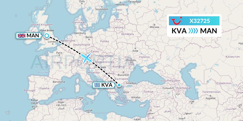 X32725 TUI fly Germany Flight Map: Kavala to Manchester