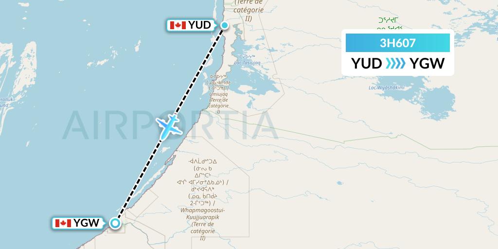 3H607 Air Inuit Flight Map: Umiujaq to Kuujjuarapik