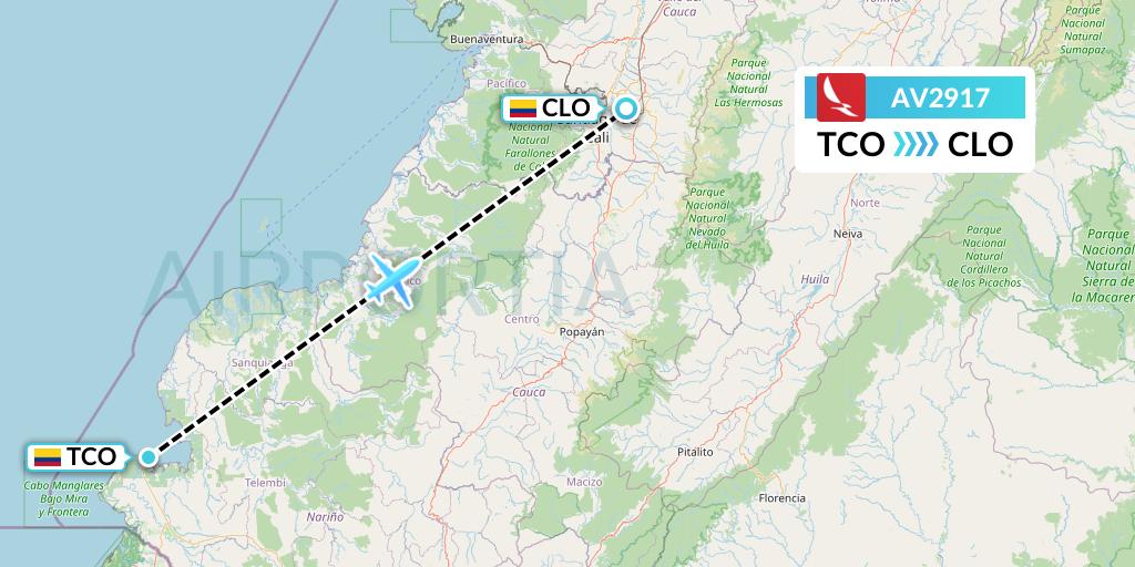 AV2917 Avianca Flight Map: Tumaco to Cali