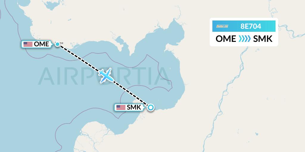 8E704 Bering Air Flight Map: Nome to St Michael